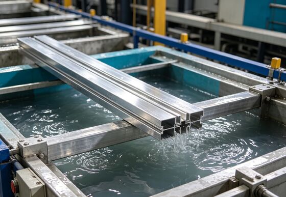 Harga bagus Jalur Anodizing Horizontal Otomatis untuk Profil Aluminium dengan 750T / bulan Output 6500mm Max Profil Panjang dan ketebalan film 8-12μm on line