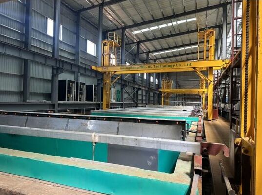 Harga bagus 450T/bulan Output 6500mm Max Profil Panjang 8-12μm Anodizing Film Ketebalan Profil Aluminium Anodizing Produksi Line on line
